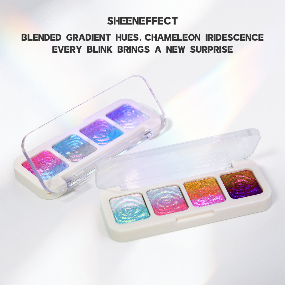 SHEEN EFFECT Multi-Chrome Chameleon Shift Eyeshadow Palette Duochrome Metallic Glitter Eye Makeup