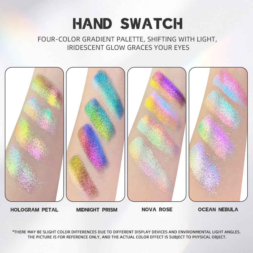 SHEEN EFFECT Multi-Chrome Chameleon Shift Eyeshadow Palette Duochrome Metallic Glitter Eye Makeup