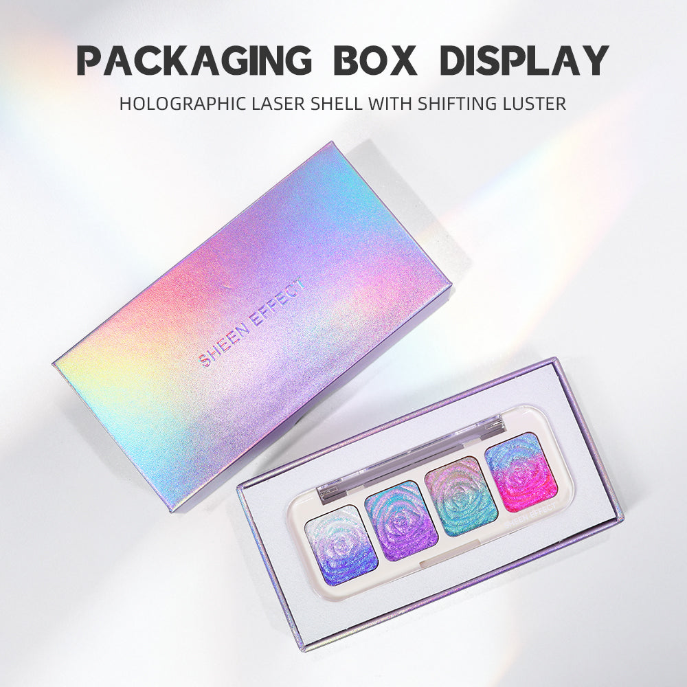 SHEEN EFFECT Multi-Chrome Chameleon Shift Eyeshadow Palette Duochrome Metallic Glitter Eye Makeup