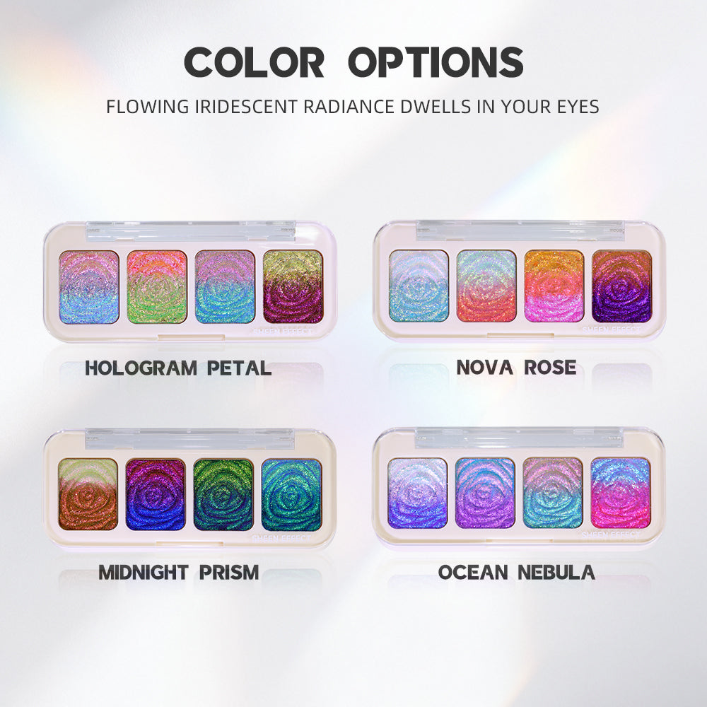 SHEEN EFFECT Multi-Chrome Chameleon Shift Eyeshadow Palette Duochrome Metallic Glitter Eye Makeup