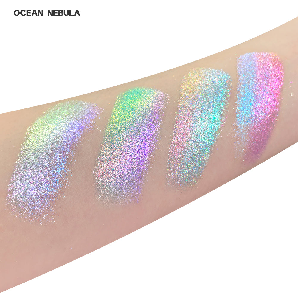 SHEEN EFFECT Multi-Chrome Chameleon Shift Eyeshadow Palette Duochrome Metallic Glitter Eye Makeup