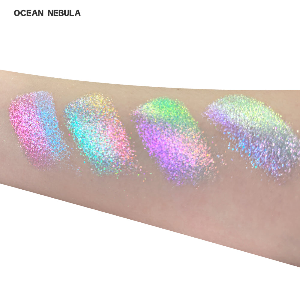 SHEEN EFFECT Multi-Chrome Chameleon Shift Eyeshadow Palette Duochrome Metallic Glitter Eye Makeup