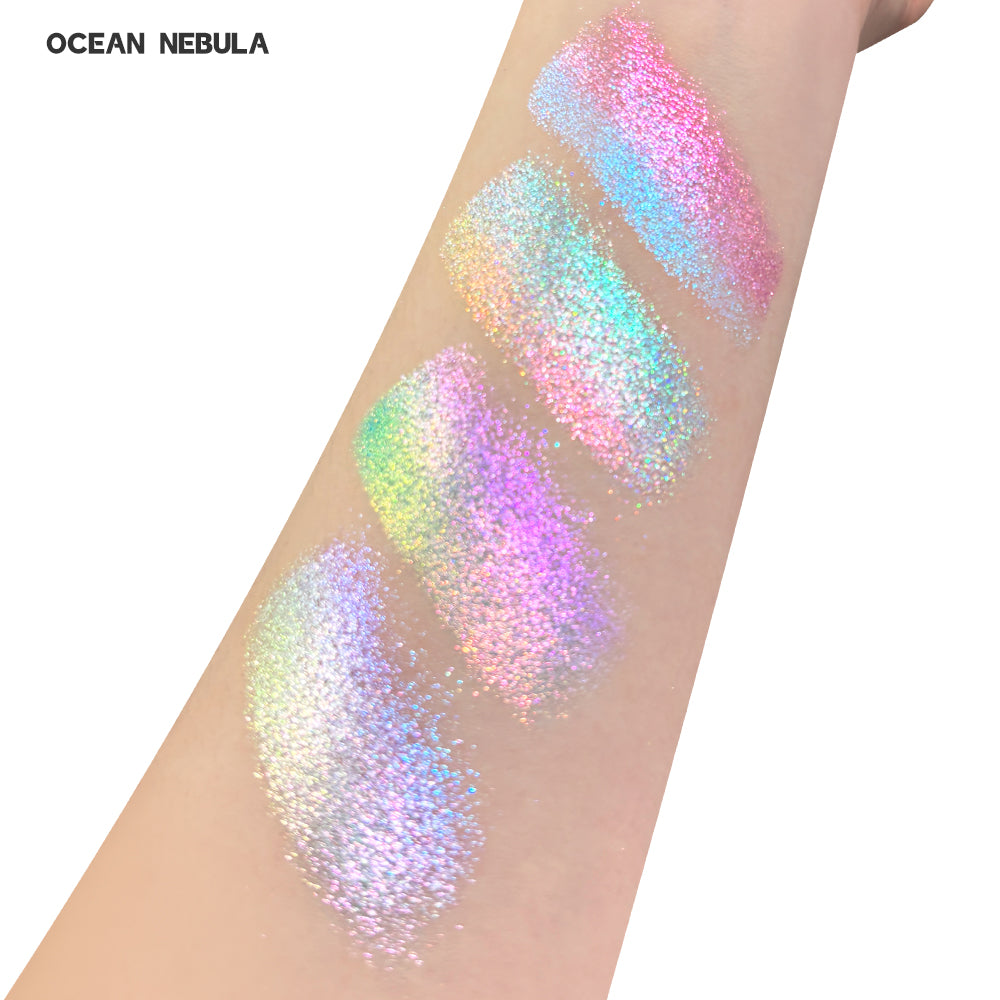 SHEEN EFFECT Multi-Chrome Chameleon Shift Eyeshadow Palette Duochrome Metallic Glitter Eye Makeup