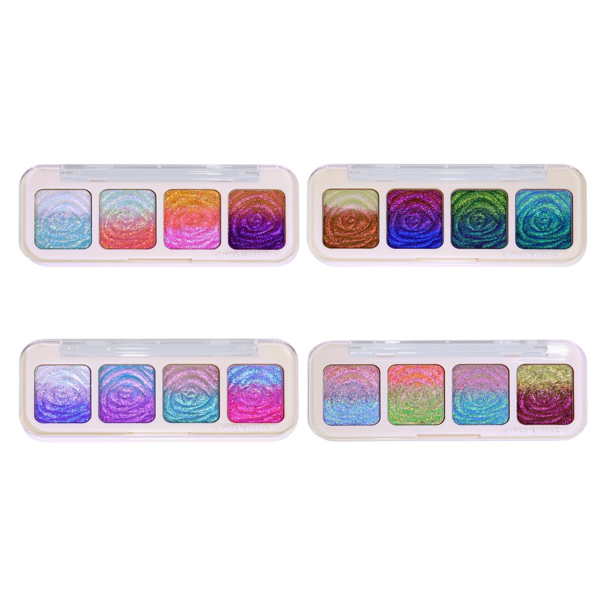 SHEEN EFFECT Multi-Chrome Chameleon Shift Eyeshadow Palette Duochrome Metallic Glitter Eye Makeup