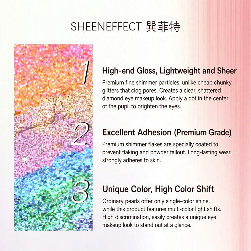 SheenEffect Holographic Gradient Eyeshadow & Highlighter, Intense Glitter Pearl