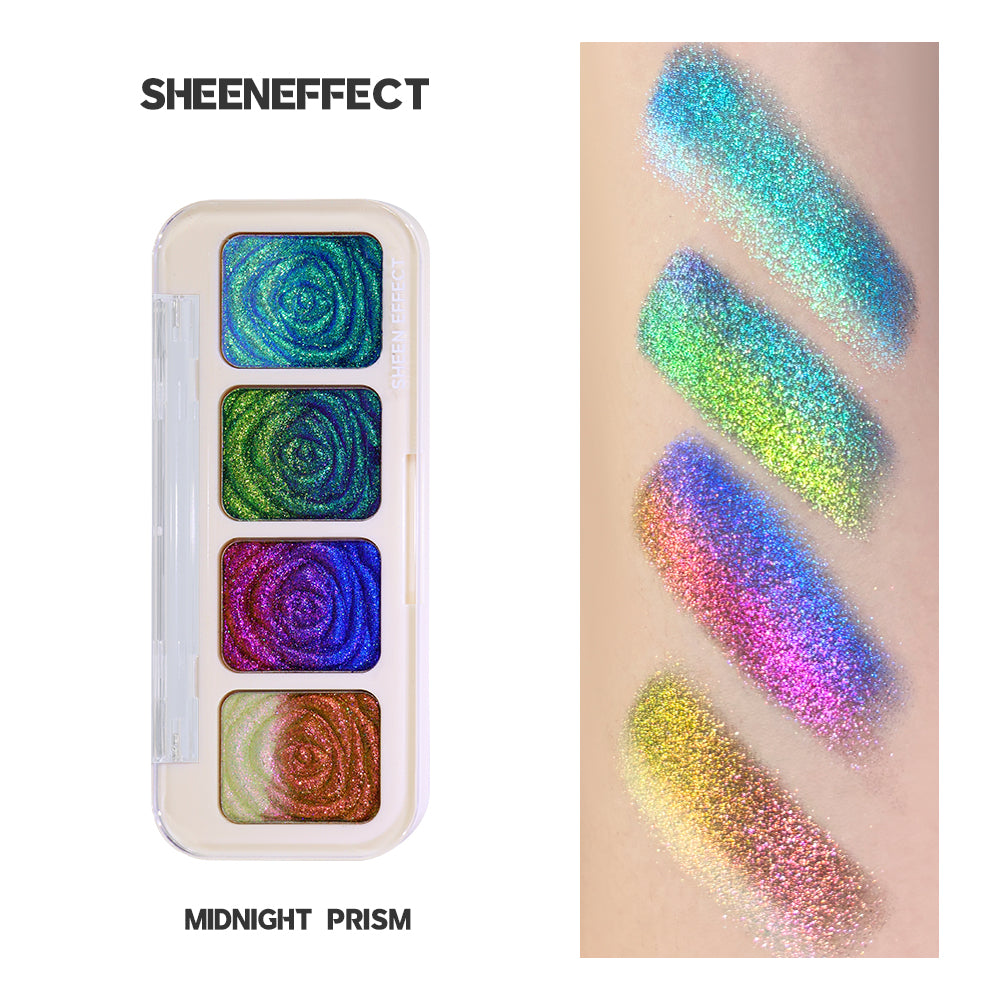 SHEEN EFFECT Multi-Chrome Chameleon Shift Eyeshadow Palette Duochrome Metallic Glitter Eye Makeup