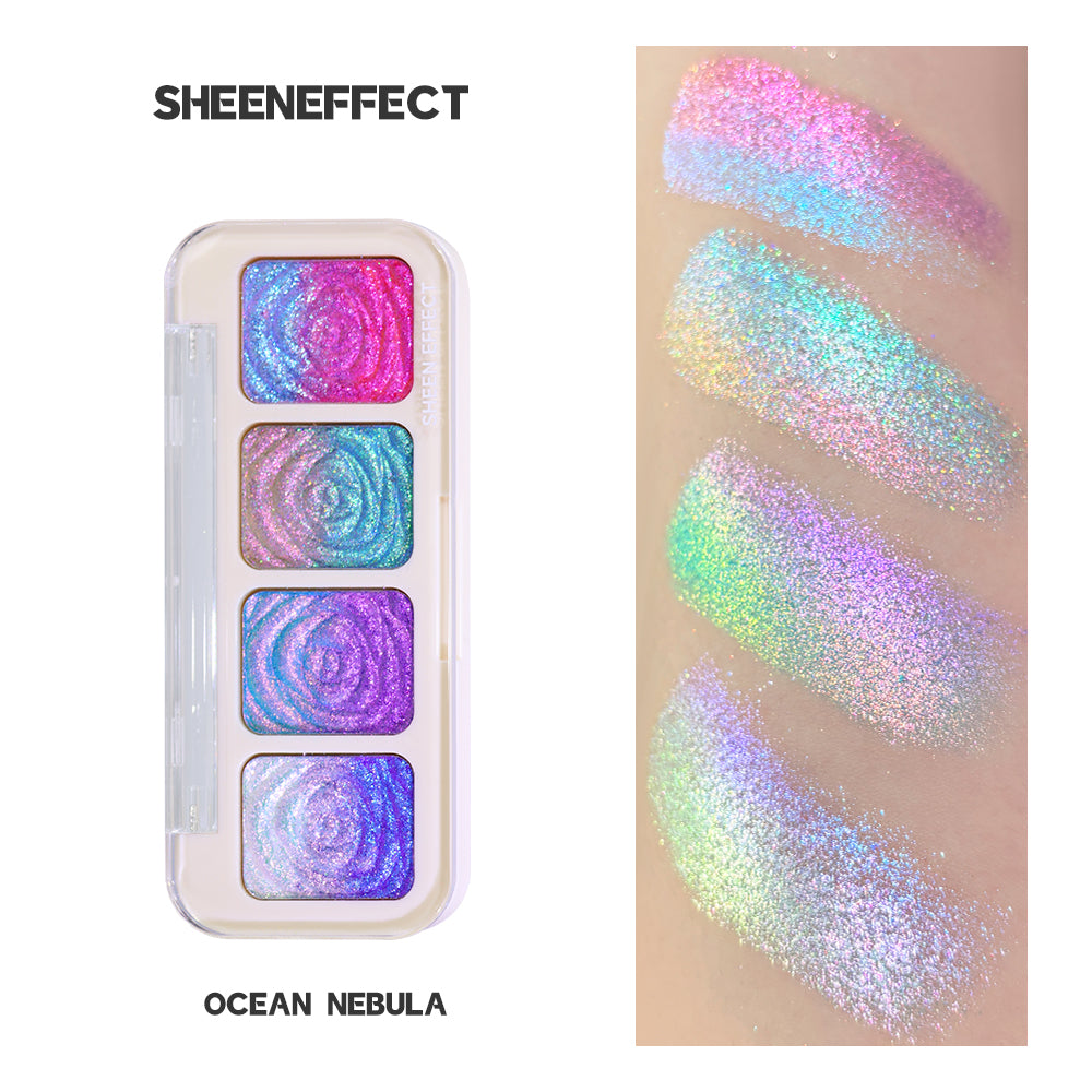 SHEEN EFFECT Multi-Chrome Chameleon Shift Eyeshadow Palette Duochrome Metallic Glitter Eye Makeup