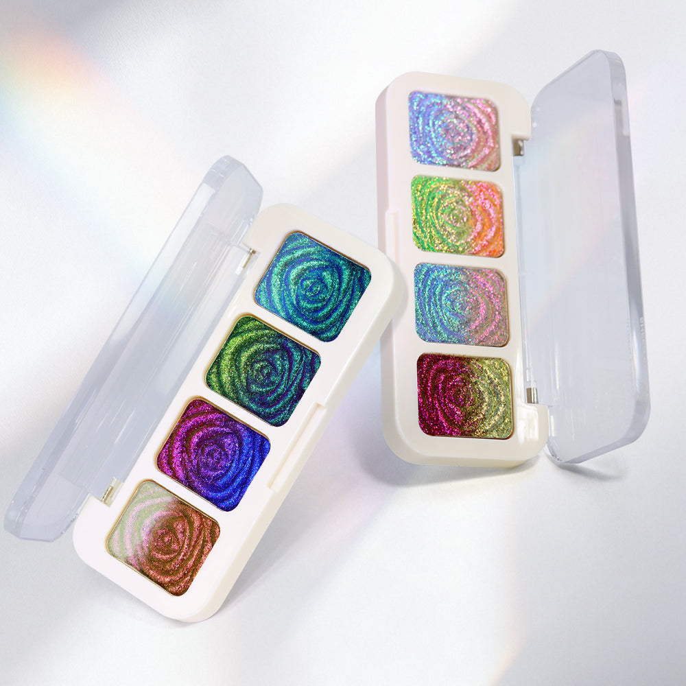 SHEEN EFFECT Multi-Chrome Chameleon Shift Eyeshadow Palette Duochrome Metallic Glitter Eye Makeup