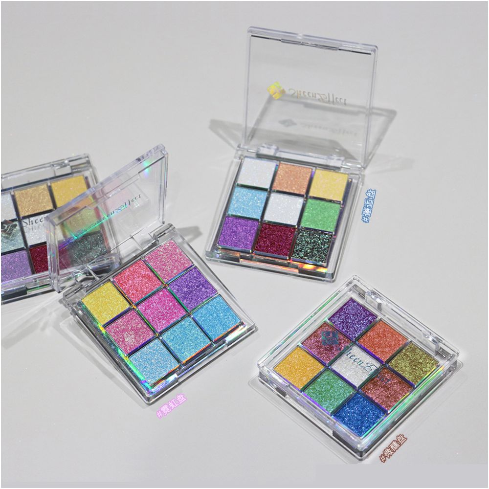 Sunfeld Ice Chameleon Jiugongge eye shadow Plate Flash Color Sequins Daily Light Makeup Fine Super Flash Color Makeup image 5