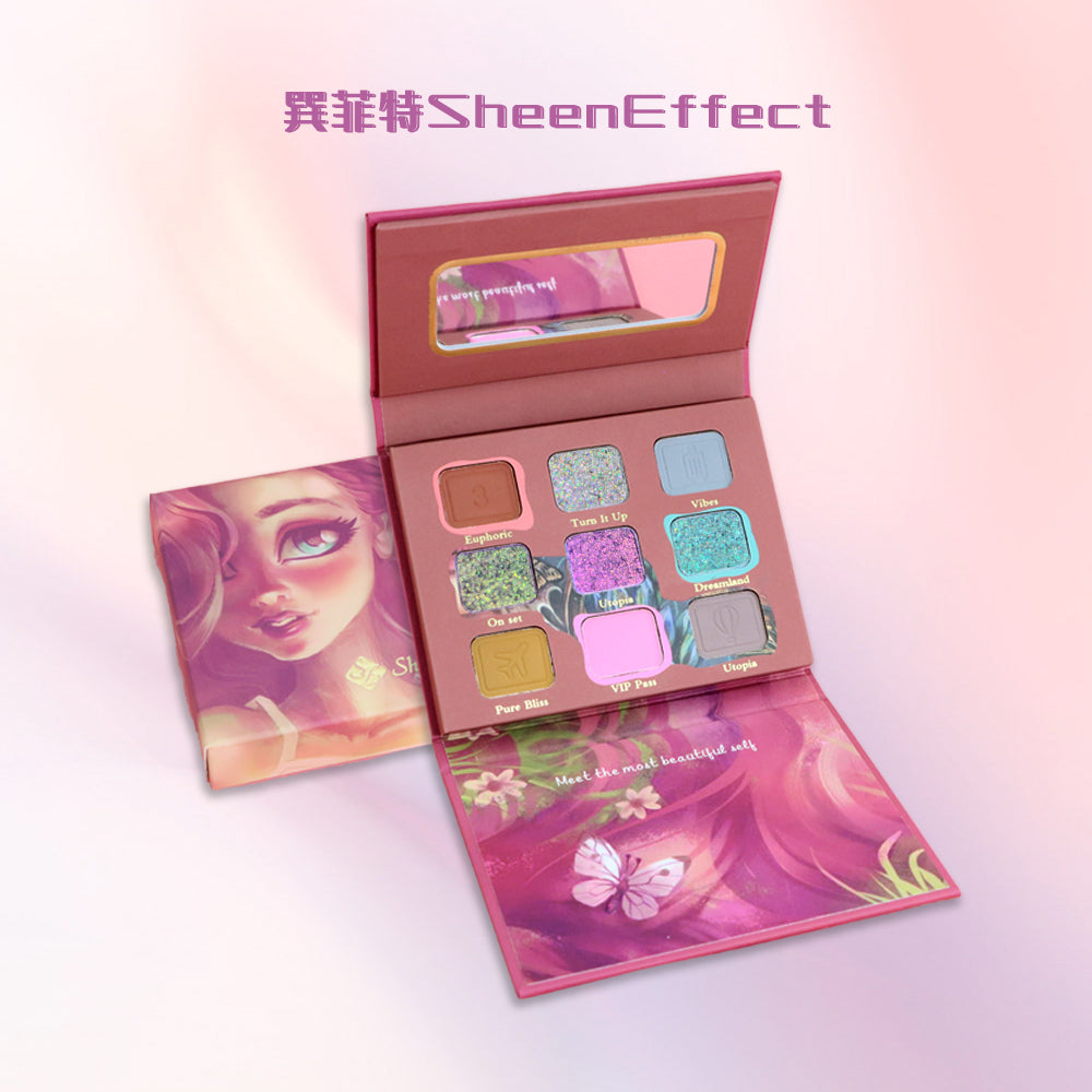 SheenEffect × Nicole Collaboration 9-Color Travel Eyeshadow Palette — Featuring Metallic Sparkle & Matte Finishes for Multi-Purpose Use (Eye Shadow, Contour & Base)