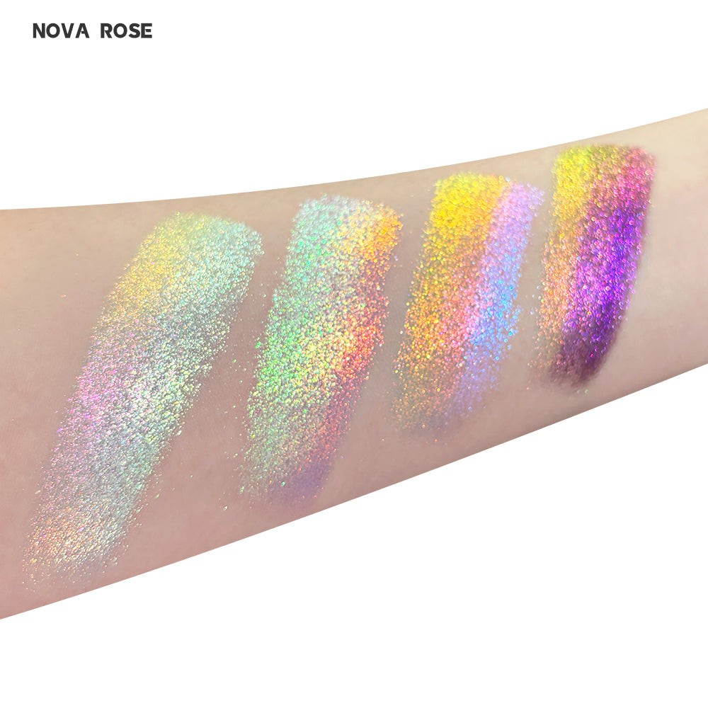 SHEEN EFFECT Multi-Chrome Chameleon Shift Eyeshadow Palette Duochrome Metallic Glitter Eye Makeup