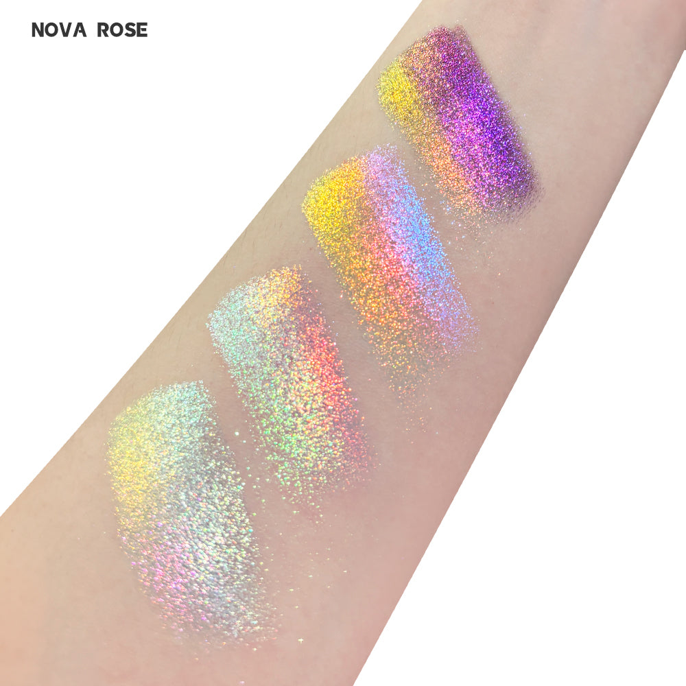 SHEEN EFFECT Multi-Chrome Chameleon Shift Eyeshadow Palette Duochrome Metallic Glitter Eye Makeup