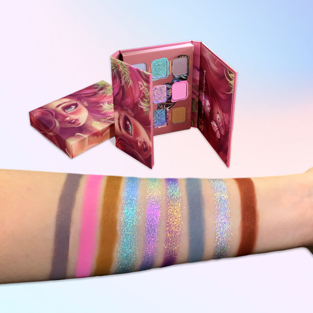 SheenEffect × Nicole Collaboration 9-Color Travel Eyeshadow Palette — Featuring Metallic Sparkle & Matte Finishes for Multi-Purpose Use (Eye Shadow, Contour & Base)