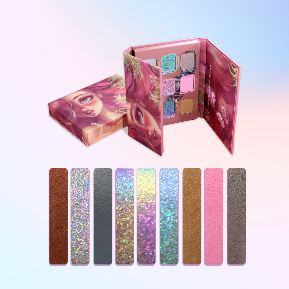 SheenEffect × Nicole Collaboration 9-Color Travel Eyeshadow Palette — Featuring Metallic Sparkle & Matte Finishes for Multi-Purpose Use (Eye Shadow, Contour & Base)