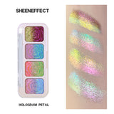 SHEEN EFFECT Multi-Chrome Chameleon Shift Eyeshadow Palette Duochrome Metallic Glitter Eye Makeup