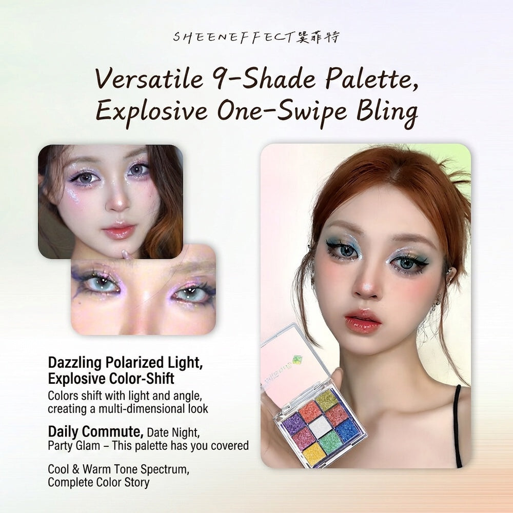 SheenEffect Most Popular Chameleon Eye Shadow Palette Flash Color Sequins Daily Makeup Fine Super Flash Color Makeup Eyeshadow Palette